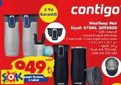 CONTİGO WESTLOOP MAT SİYAH 470ML 2095800 CONTİGO WESTLOOP MAT SİYAH 470ML 2095800